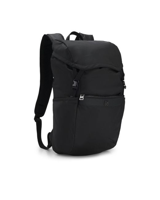 HUGO Black Twill Backpack With Stacked Logo for men