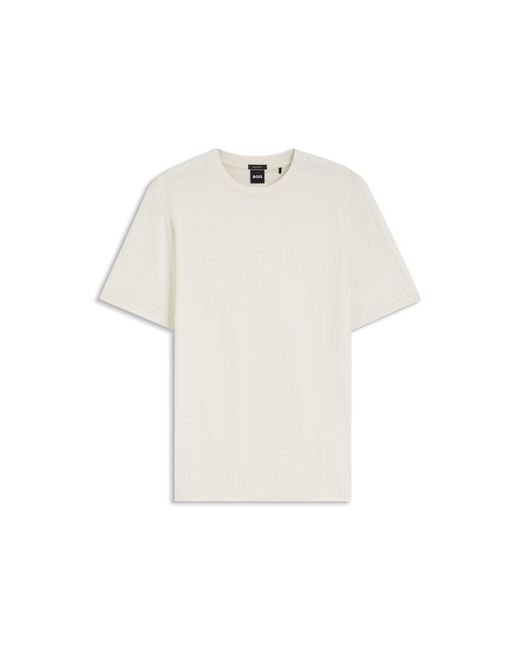 Boss Gray Geometric-Jacquard T-Shirt for men