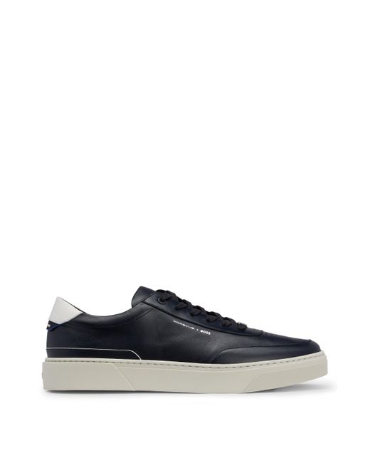 BOSS by HUGO BOSS Porsche X Lace-up Trainers In Leather With Perforated ...