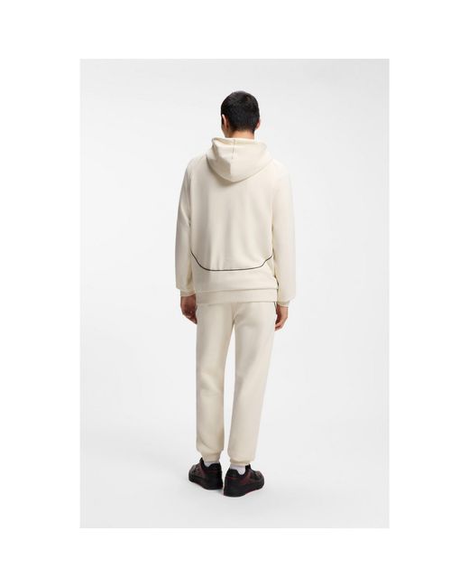 HUGO White X Rb Stretch-Cotton Hoodie With Bull Motif for men