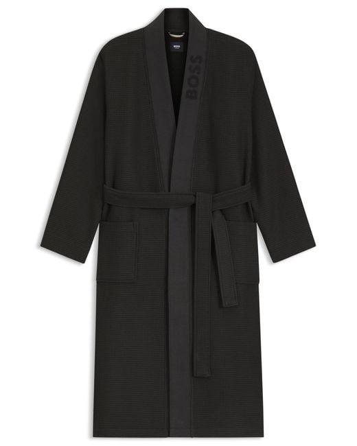 Boss Ochtendjas Met Wafelstructuur En Logostiksel in het Black voor heren