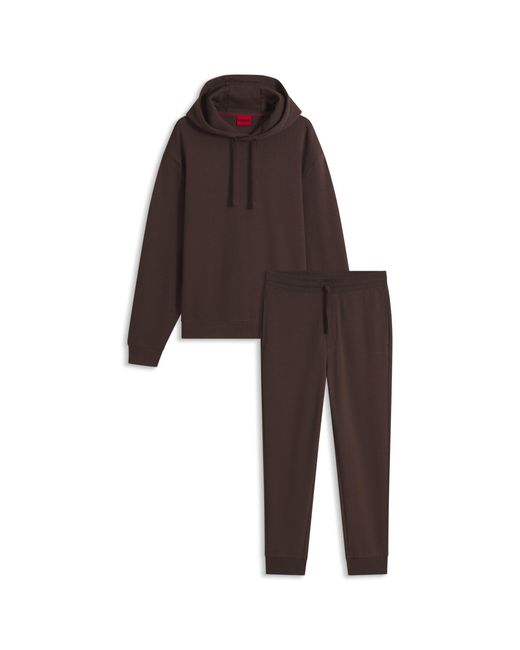 HUGO Brown Cotton Tracksuit Set for men