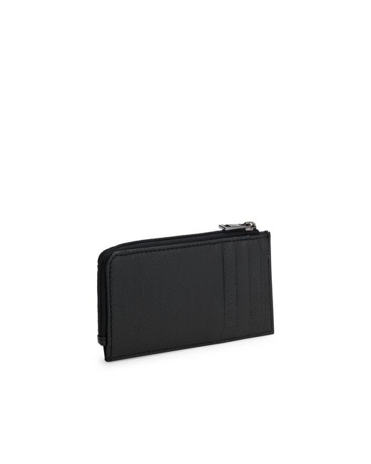 HUGO Black Leather Card Holder With Stacked Logo for men