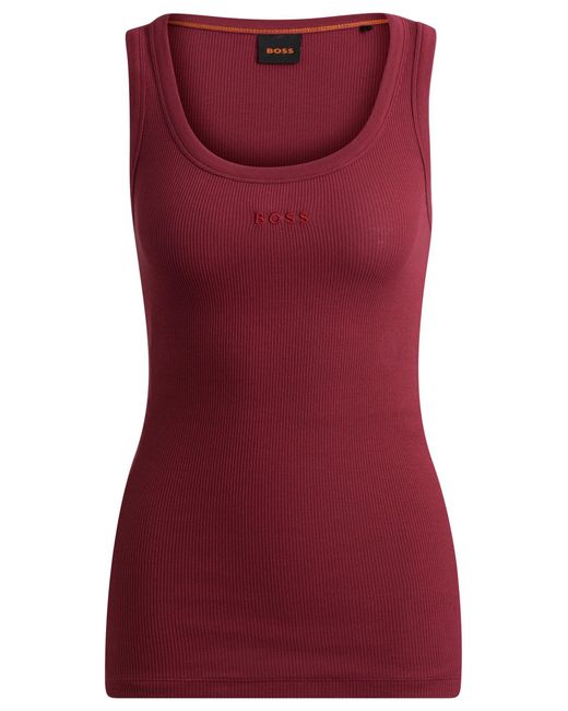Boss Red Stretch-cotton Slim-fit Vest With Ribbed Structure
