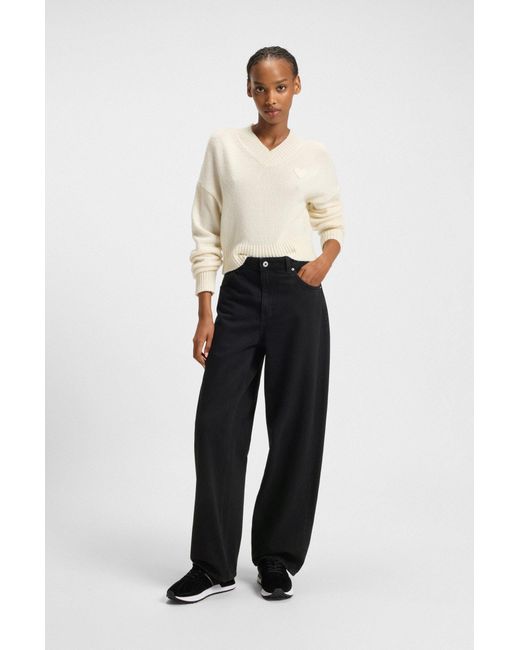 HUGO Black Schwarze Relaxed-Fit Jeans Aus Denim