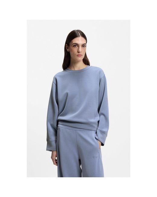Boss Blue Relaxed-Fit Sweatshirt With Logo Embroidery