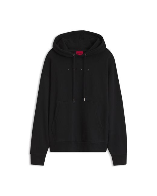 HUGO Black Oversize-Fit Hoodie With Front And Back Logo Prints for men