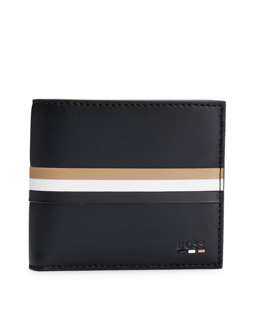 Boss Black Faux-leather Wallet With Signature Stripe for men