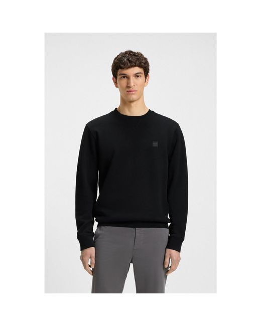 Boss Black Cotton-Terry Sweatshirt With Logo Patch for men