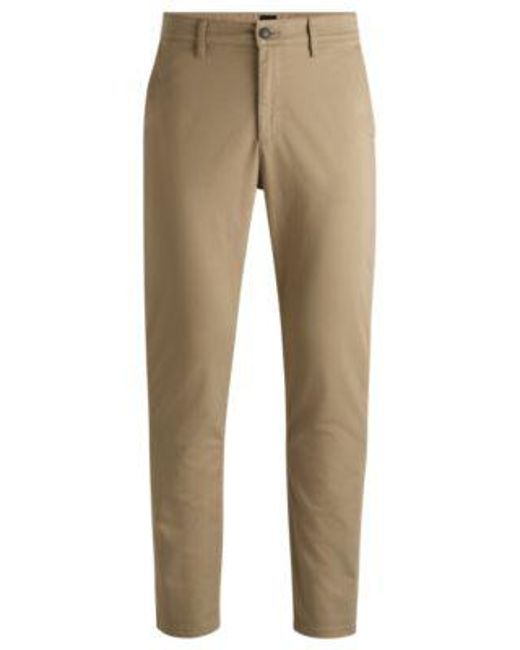 Chino Tapered en satin de coton stretch Boss pour homme en coloris Natural