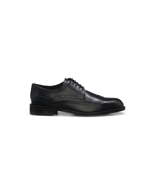 Boss Black Timeless Leather Derby Shoes With Brogue Stitching for men