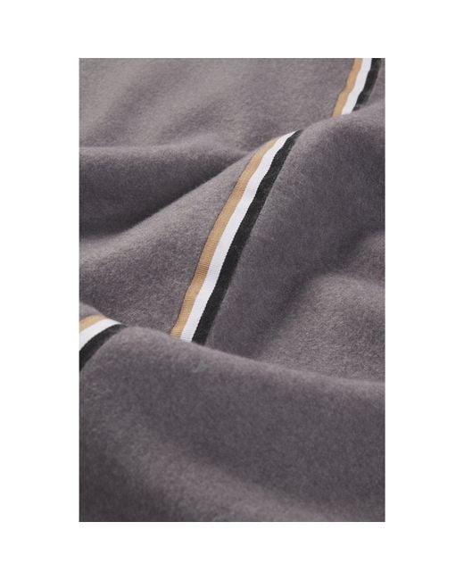 Boss Gray Fleece Throw With Signature-Stripe Appliqué