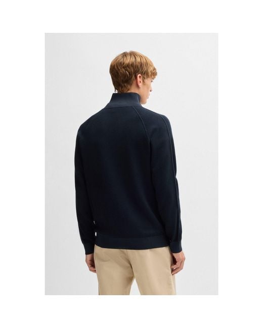 Boss Blue Zip-Up Cardigan for men