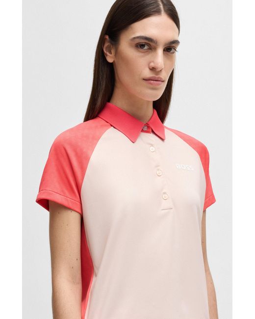 Boss Polo Met Color-Blocking En Logodetail in het Pink