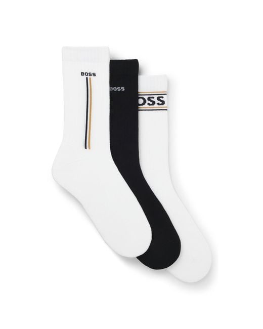 Boss Black Three-Pack Of Short-Length Socks With Logo Details for men