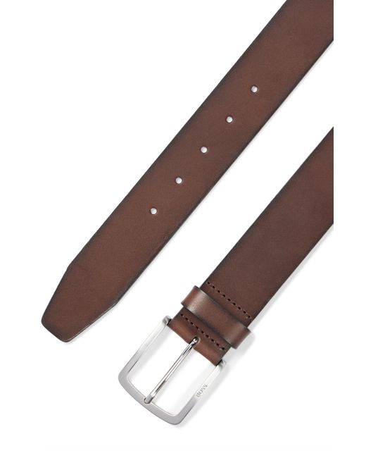 Boss Riem Van Italiaans Leer Met Logogravure Op Gesp in het Brown voor heren
