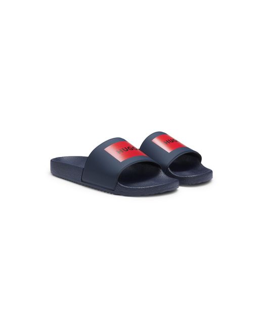 HUGO Blue Slides With Logo Strap for men