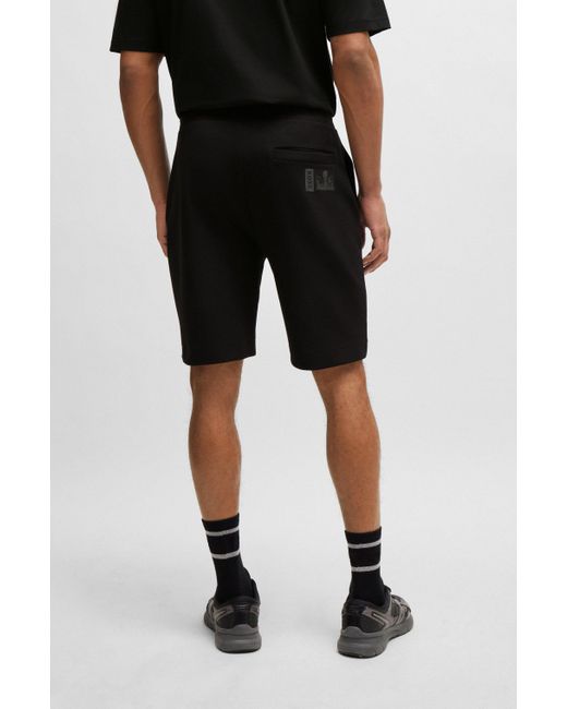 Boss X Nfl-shorts Van Een Katoenmix Met Logopatch in het Black voor heren
