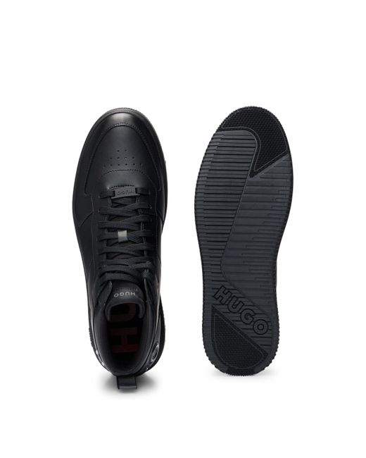 HUGO Black High-Top Trainers With Bubble Branding for men