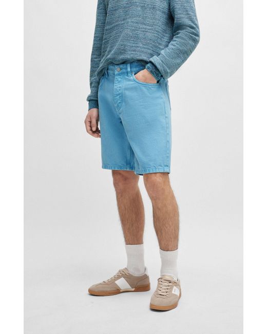 Boss Relaxed-Fit Shorts aus festem Denim in Blue für Herren