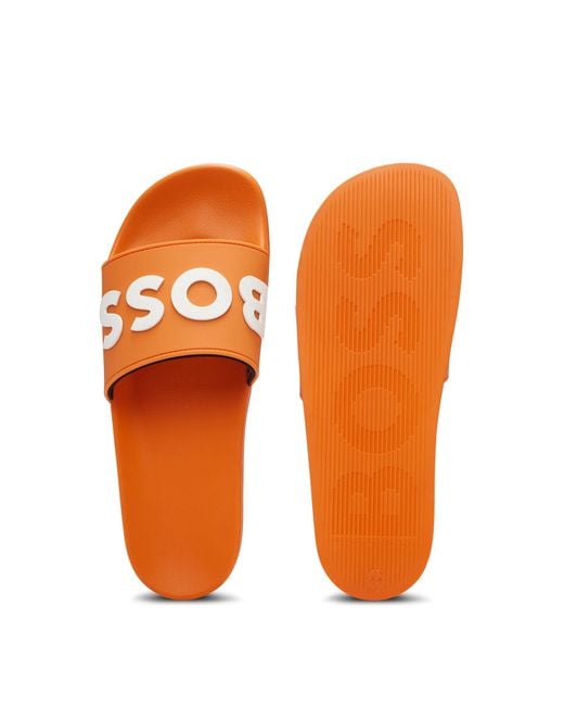 Boss Orange Italian-made Slides With Raised Logo for men
