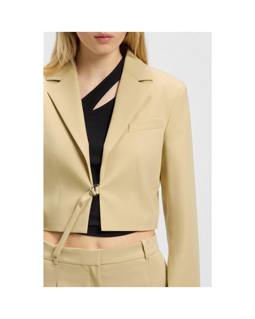 HUGO Natural Cropped Regular-Fit Blazer With Belt Closure