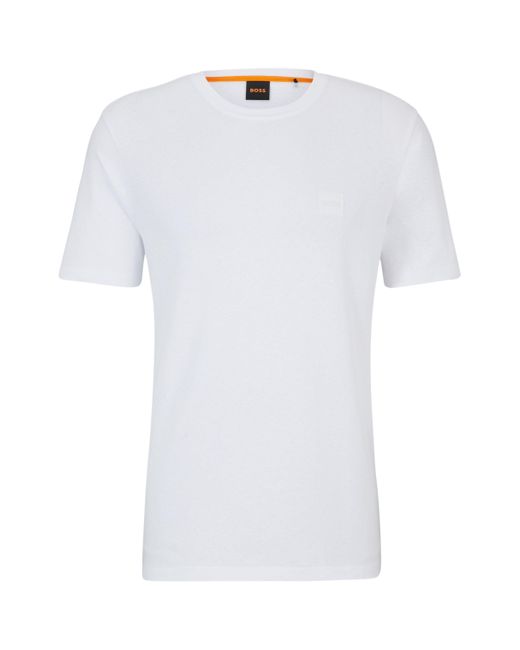Boss T-Shirt aus Baumwoll-Jersey mit Logo-Aufnäher in White für Herren