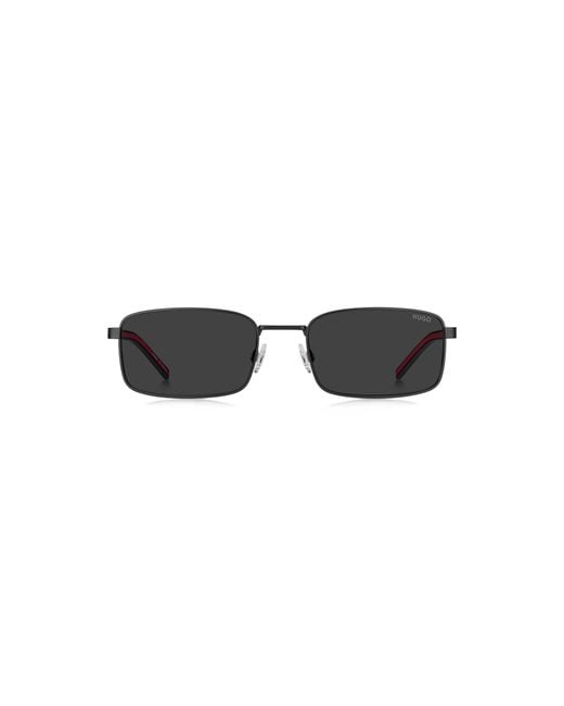 HUGO Black Stainless-Steel Sunglasses With And Temples for men
