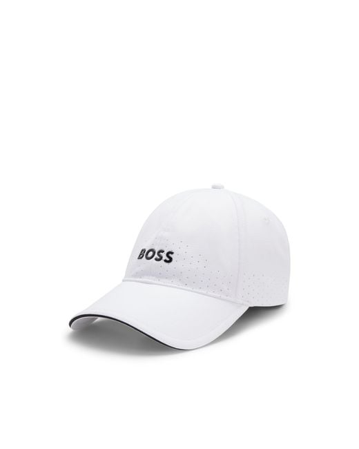 Boss White Perforated Cap With Gloss Logo for men