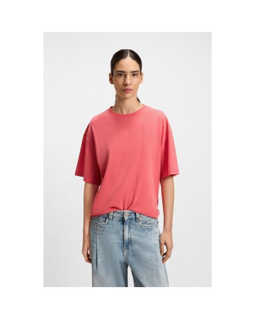 Boss Red Cotton-Jersey T-Shirt With Logo Graphics