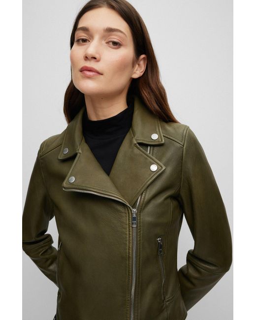 Hugo boss green clearance leather jacket