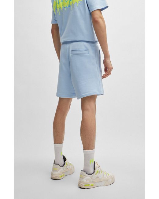 HUGO Blue Cotton-terry Shorts With New-season Logo for men