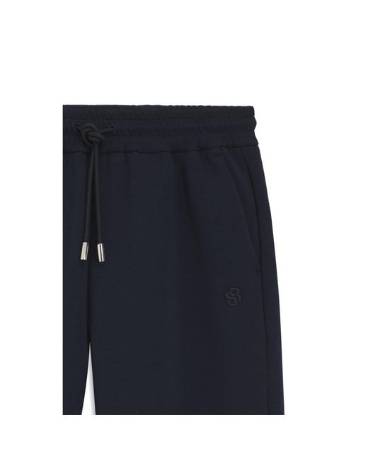 Boss Blue Relaxed-Fit Cotton-Blend Cuffed Tracksuit Bottoms