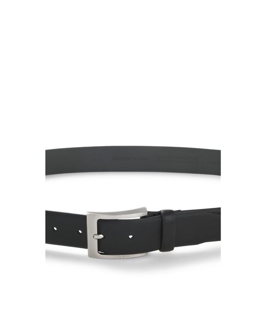 Boss White Nappa-Leather Belt With Pin Buckle for men