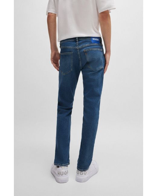 HUGO Extra Slim-Fit Jeans aus marineblauem Stretch-Denim mit Stone-washed-Finish in Blue für Herren