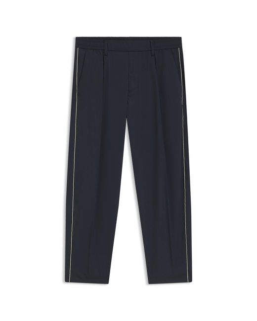Boss Blue Tapered-Fit Trousers With Water-Repellent Finish for men
