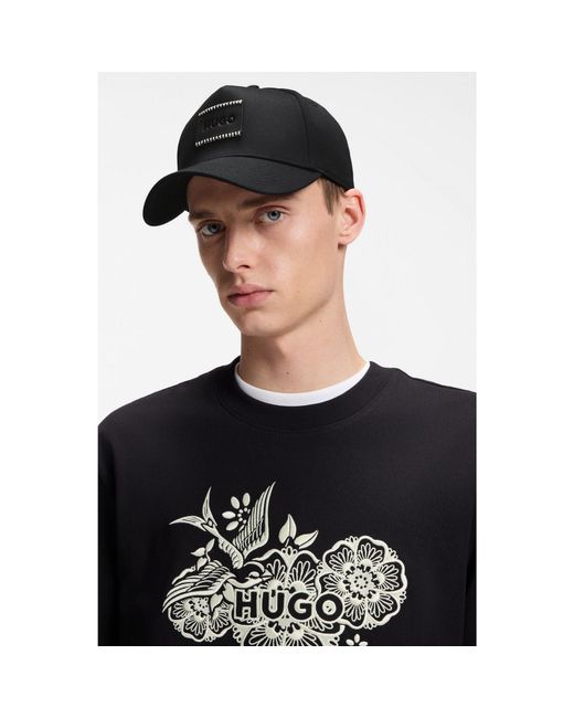 HUGO Black Cotton-Twill Cap With Logo Patch for men