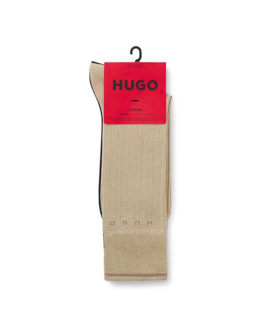 HUGO Blue Two-Pack Of Ribbed Cotton-Blend Socks for men