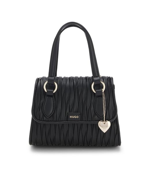 HUGO Black Faux-Leather Handbag With Heart Charm