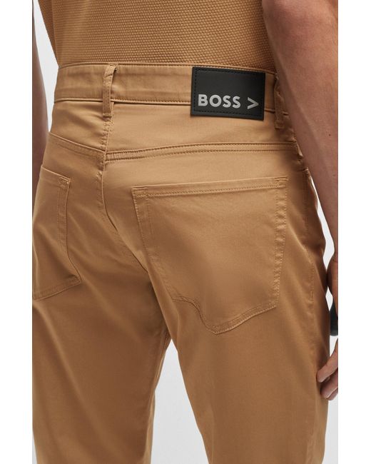 Boss Brown Regular-fit Jeans In Satin Stretch Denim for men