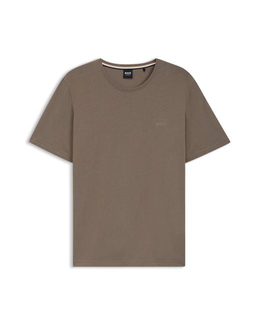 Boss T-Shirt Aus Stretch-Baumwolle Mit Logo-Stickerei in Brown für Herren