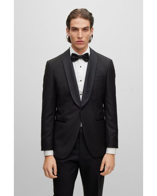 BOSS by HUGO BOSS Tuxedo Jacket In Houndstooth Virgin Wool With