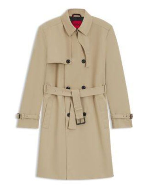 Trench déperlant avec ceinture à boucle HUGO pour homme en coloris Natural