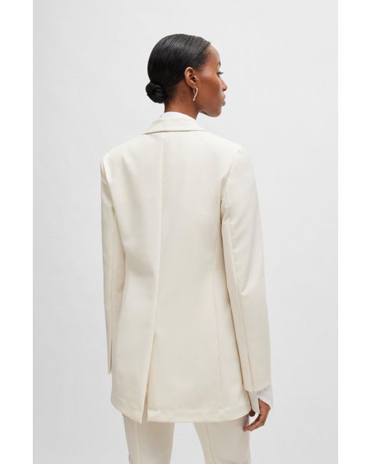 Boss White Regular-fit Jacket In Performance-stretch Fabric