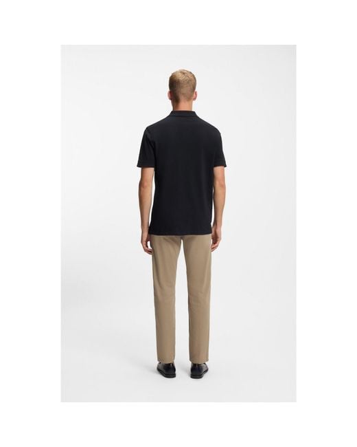 Boss Black Cotton-Piqué Polo Shirt With Logo Print for men