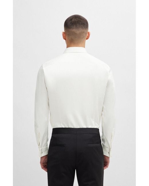 HUGO White Extra-slim-fit Dress Shirt In Stretch-cotton Satin for men