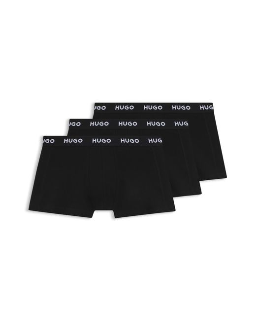 HUGO Set Van Drie Korte Boxershorts Met Logotailleband Van Stretchkatoen in het Black voor heren