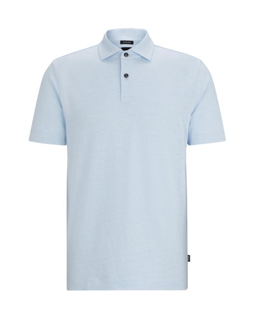 Boss White Regular-fit Polo Shirt In Cotton And Linen for men