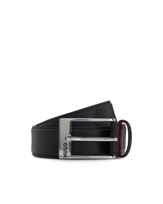 HUGO Black Patent-Leather Belt With Lining for men