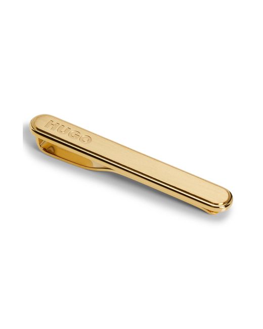 HUGO Metallic Oval-shaped Tie Clip With Engraved Logo for men